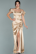 Gold Long Satin Evening Dress ABU1885