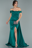 Emerald Green Long Satin Evening Dress ABU1856