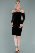 Short Black Velvet Invitation Dress ABK1138