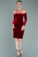 Short Red Velvet Invitation Dress ABK1138