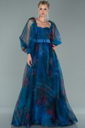 Long Blue Oversized Evening Dress ABU1949