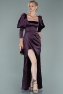 Long Dark Purple Satin Evening Dress ABU1977