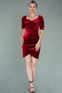 Short Red Velvet Invitation Dress ABK1140