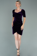 Short Purple Velvet Invitation Dress ABK1140