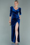 Long Sax Blue Velvet Evening Dress ABU1997