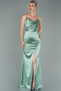 Turquoise Long Satin Prom Gown ABU1938