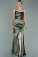 Olive Drab Long Satin Prom Gown ABU1938