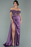 Long Lavender Satin Evening Dress ABU2002