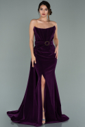 Long Purple Velvet Evening Dress ABU2013