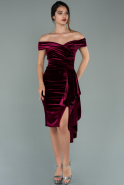 Short Burgundy Velvet Invitation Dress ABK1143