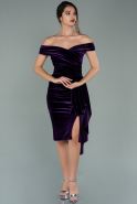 Short Purple Velvet Invitation Dress ABK1143