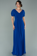 Long Sax Blue Chiffon Evening Dress ABU2005