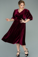 Short Burgundy Velvet Plus Size Evening Dress ABK1131