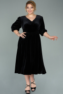 Short Black Velvet Plus Size Evening Dress ABK1131