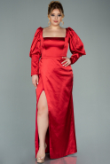 Long Red Satin Plus Size Evening Dress ABU1978
