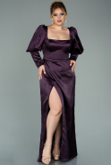 Long Dark Purple Satin Plus Size Evening Dress ABU1978
