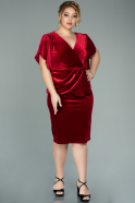 Short Red Velvet Oversized Evening Dress ABK1151