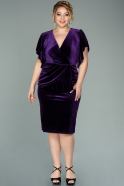Short Purple Velvet Oversized Evening Dress ABK1151