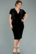 Short Black Velvet Oversized Evening Dress ABK1151