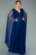 Long Sax Blue Plus Size Evening Dress ABU2015