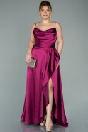 Long Plum Satin Plus Size Evening Dress ABU2011