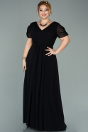 Long Black Chiffon Plus Size Evening Dress ABU2006