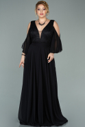 Long Black Chiffon Plus Size Evening Dress ABU1970
