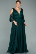 Long Emerald Green Chiffon Plus Size Evening Dress ABU1970