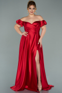 Long Red Satin Plus Size Evening Dress ABU1927