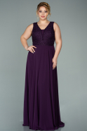 Long Dark Purple Chiffon Plus Size Evening Dress ABU2020