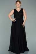 Long Black Chiffon Plus Size Evening Dress ABU2020