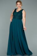 Long Emerald Green Chiffon Plus Size Evening Dress ABU2020