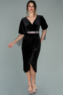Short Black Velvet Invitation Dress ABK1159