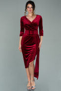 Short Burgundy Velvet Invitation Dress ABK1160