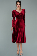 Midi Burgundy Velvet Invitation Dress ABK1162