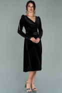 Midi Black Velvet Invitation Dress ABK1162