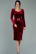 Short Burgundy Velvet Invitation Dress ABK1163