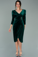 Short Emerald Green Velvet Invitation Dress ABK1164