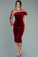 Short Burgundy Velvet Invitation Dress ABK1165