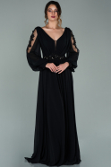 Black Long Chiffon Evening Dress ABU1926