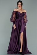 Long Purple Satin Evening Dress ABU2025