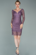 Short Lavender Laced Invitation Dress ABK1182
