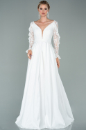 Long White Dantelle Evening Dress ABU2048