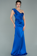 Long Sax Blue Satin Prom Gown ABU2047