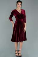 Short Burgundy Velvet Dress ABK875