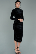 Midi Black Velvet Evening Dress ABK1180