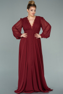 Long Burgundy Chiffon Oversized Evening Dress ABU1987