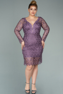 Short Lavender Laced Plus Size Evening Dress ABK1186