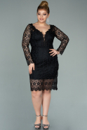 Short Black Laced Plus Size Evening Dress ABK1186