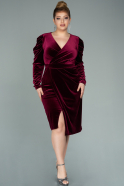 Short Burgundy Velvet Oversized Evening Dress ABK1177